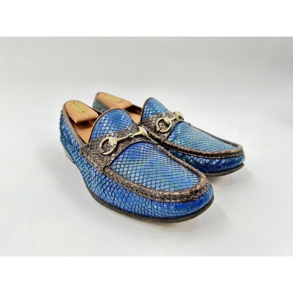 Gucci horsebit Green & Blue Phyton Leather Size 44.5 - Picture 3 of 12